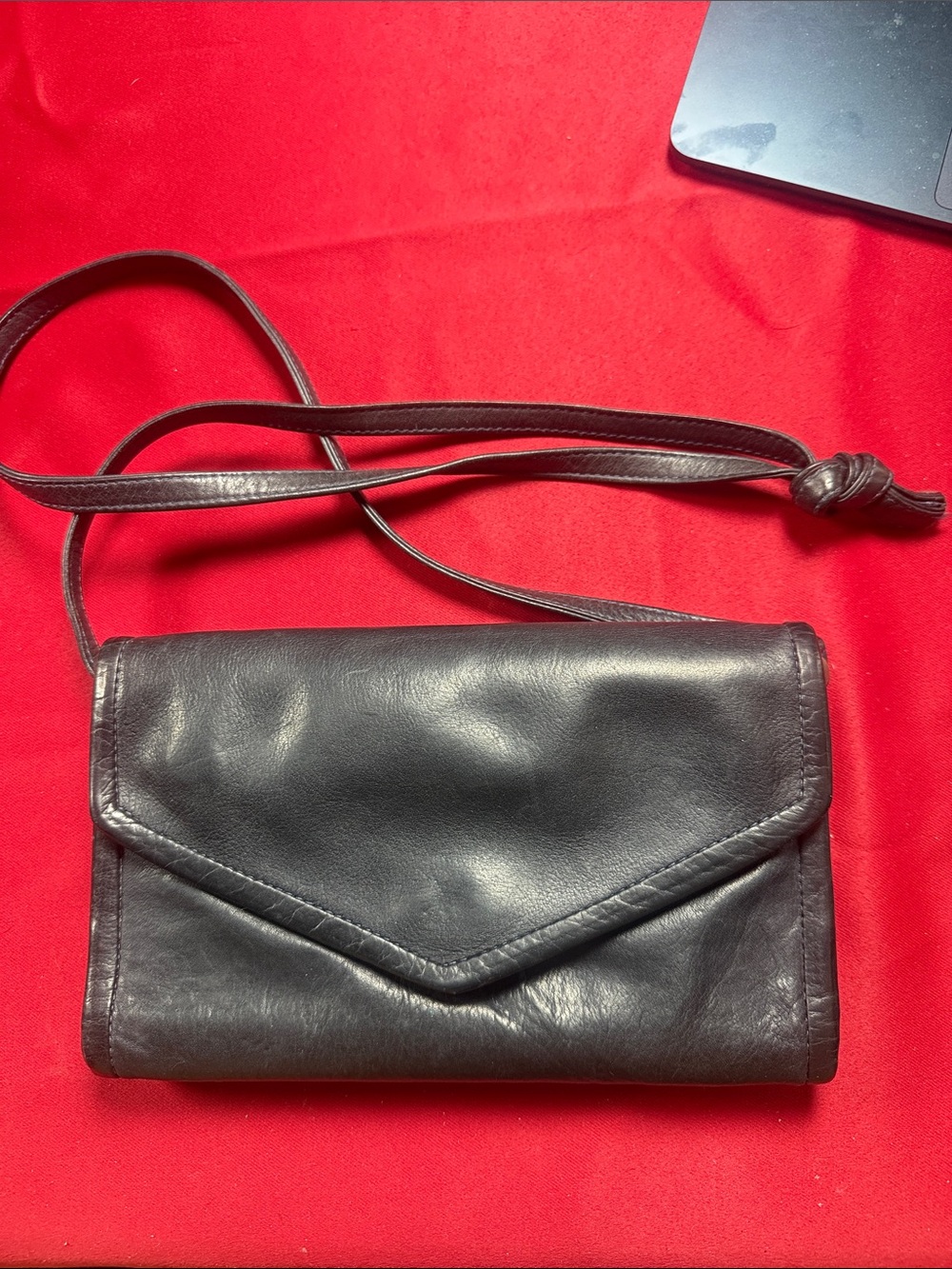 Black Leather Crossbody Envelope Bag Julia Duren- Classic Women's Purse
